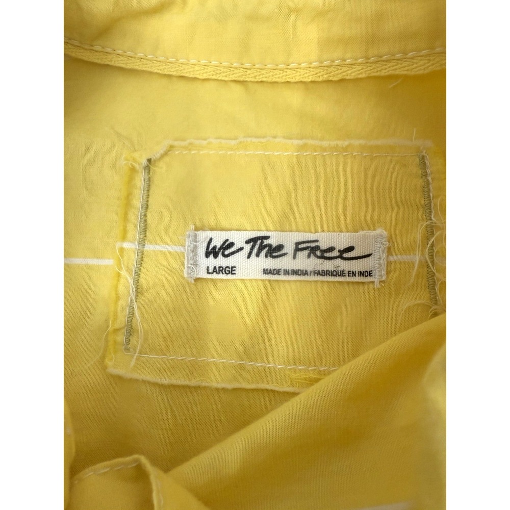 We The Free Urban Outfitters Yellow Striped Button Down Shirt Oversize Womens M - Picture 3 of 12